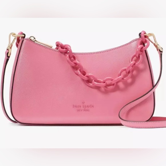 Kate Spade ♠️ Madison Resin Chain Convertible Crossbody Blossom Pink - Picture 9 of 9